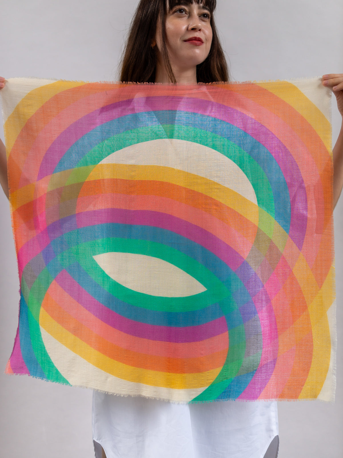 Silk Wool Square Scarf Rainbow My Store