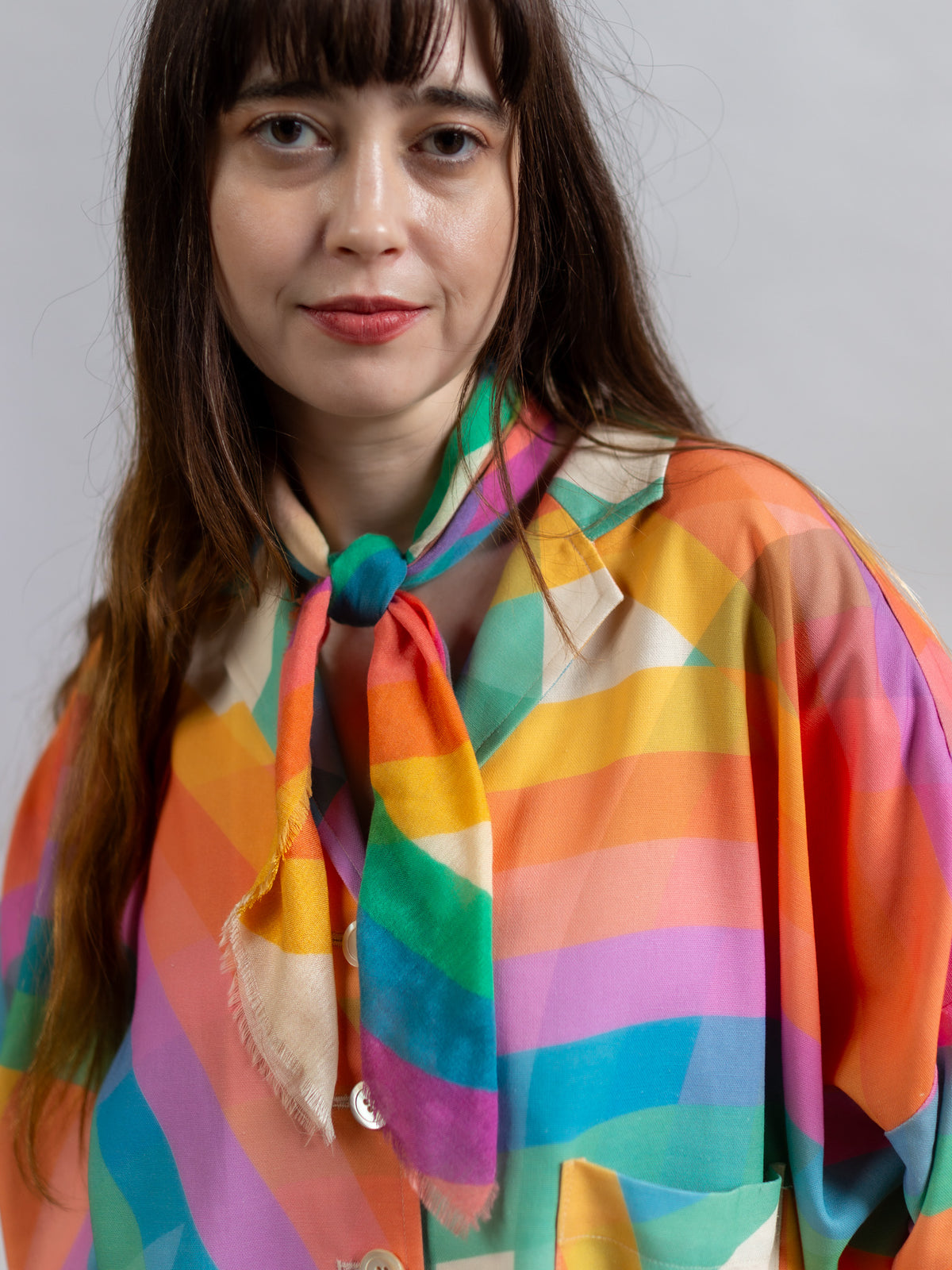 Silk Wool Square Scarf Rainbow My Store