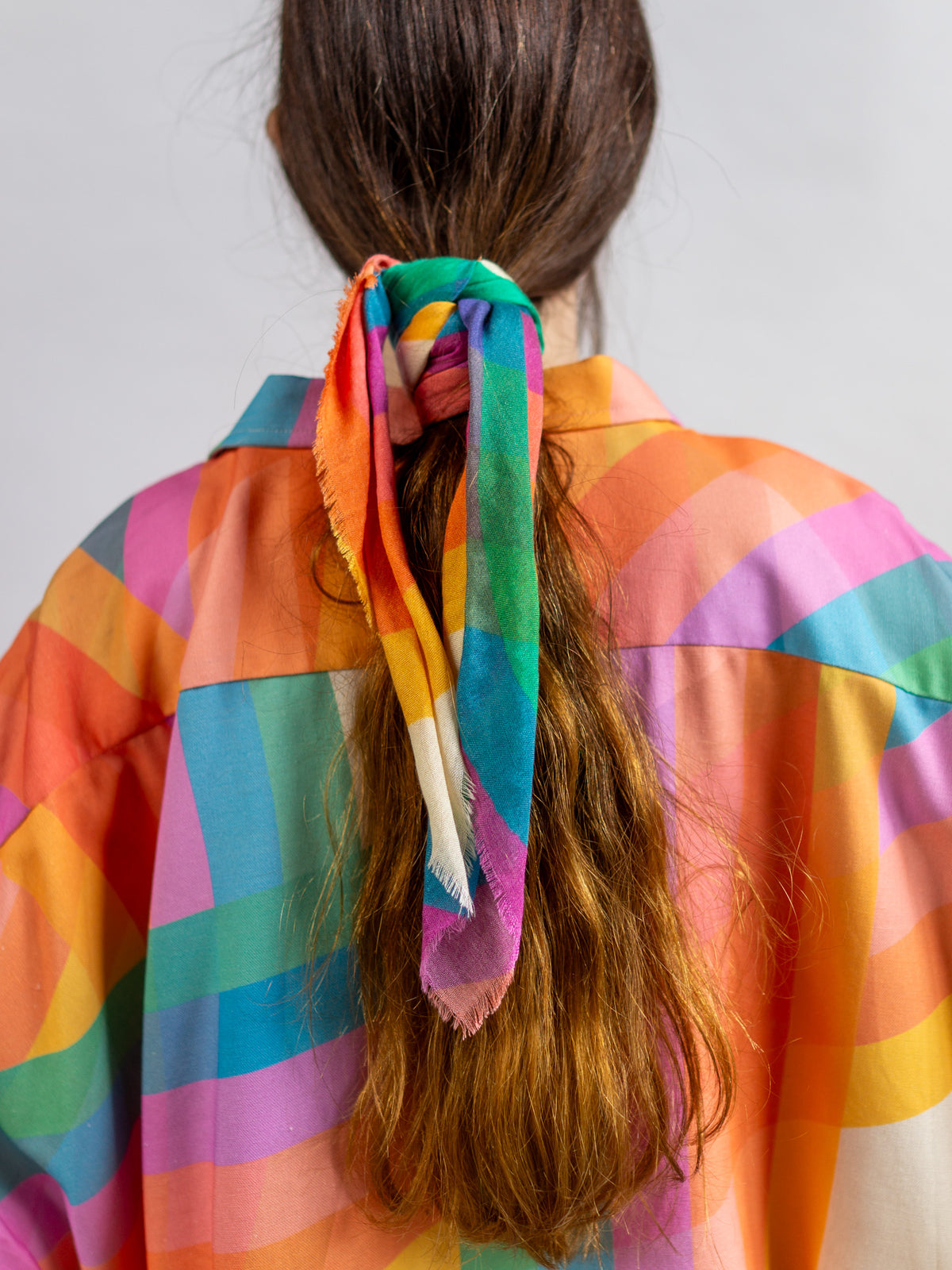 Silk Wool Square Scarf Rainbow My Store