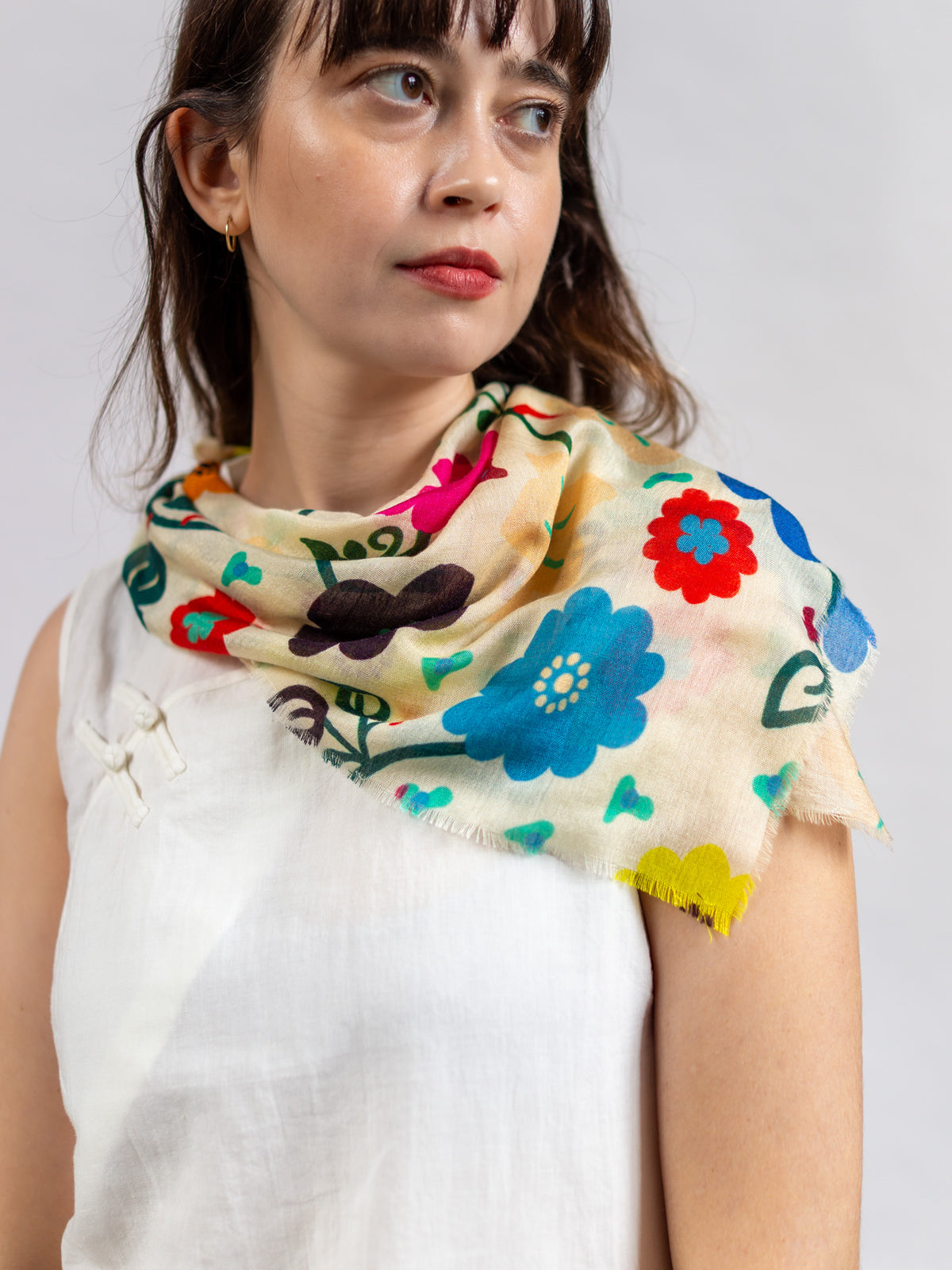 Silk Wool Square Scarf Ditsy My Store