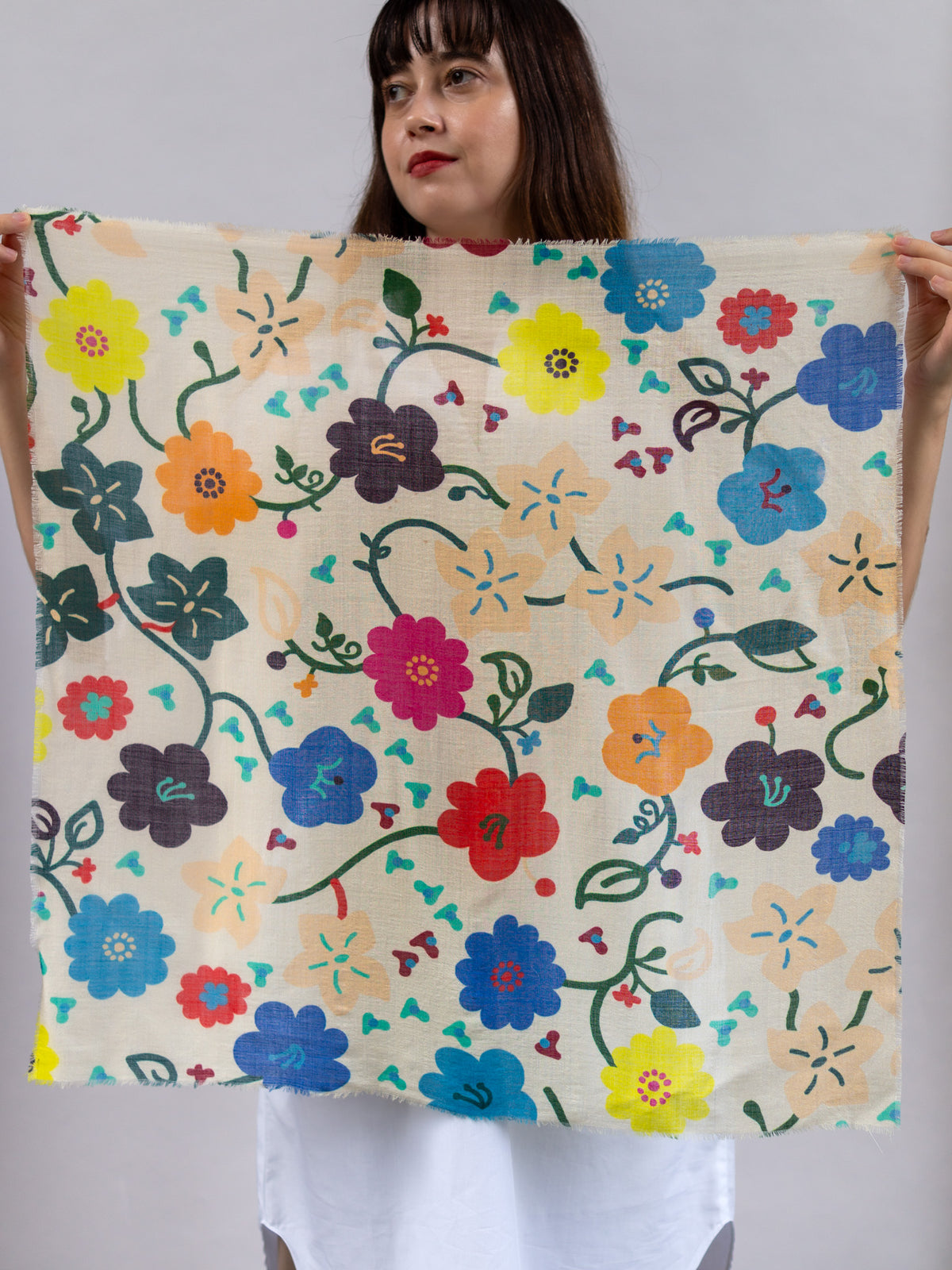 Silk Wool Square Scarf Ditsy My Store
